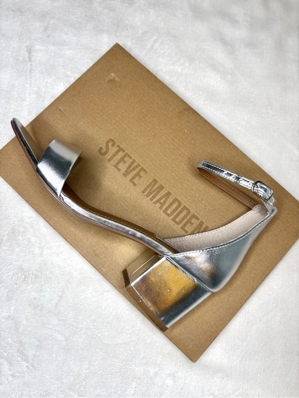Steve Madden Irene Low Block Heel Sandal Dusty Silver 9